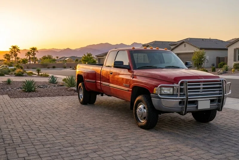Red Dodge Ram 3500 Quad Cab dually in Las Vegas